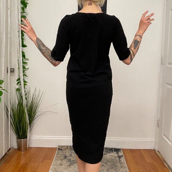 Monrow Mommy Jersey Lace-Up Midi Dress Short Sleeve Size L Black - Picture 10 of 16